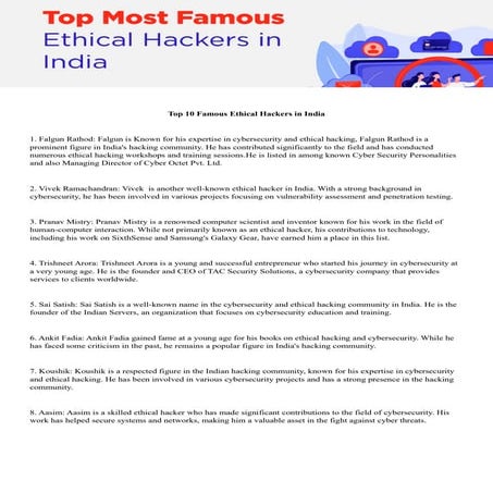 Top 10 Ethical Hackers in India