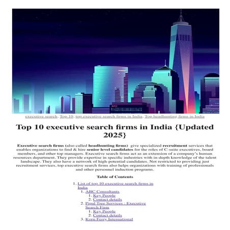 A list of Top 10 executive search firms in India