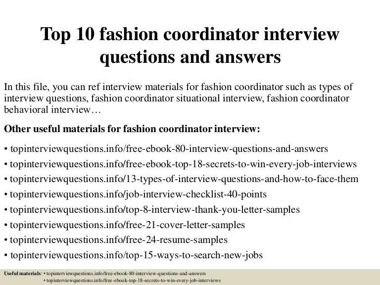 Top 10 fashion coordinator interview questions and answers