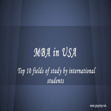 Top 10 fields of study by international students