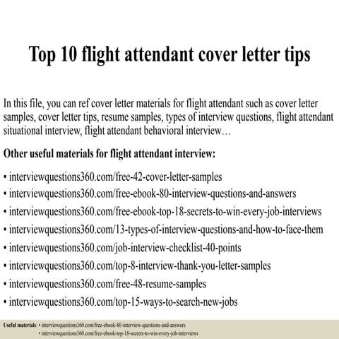 Top 10 flight attendant cover letter tips