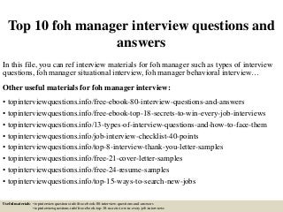 restaurant manager interview