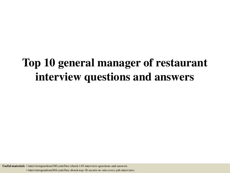 restaurant manager interview questions and answers