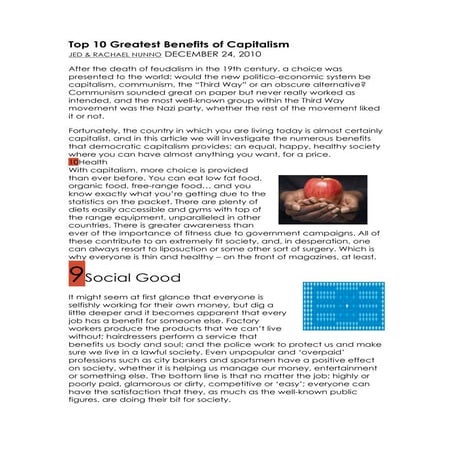 Top 10 greatest benefits of capitalism