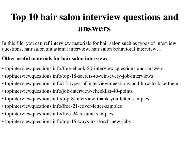 hairdressing job interview questions