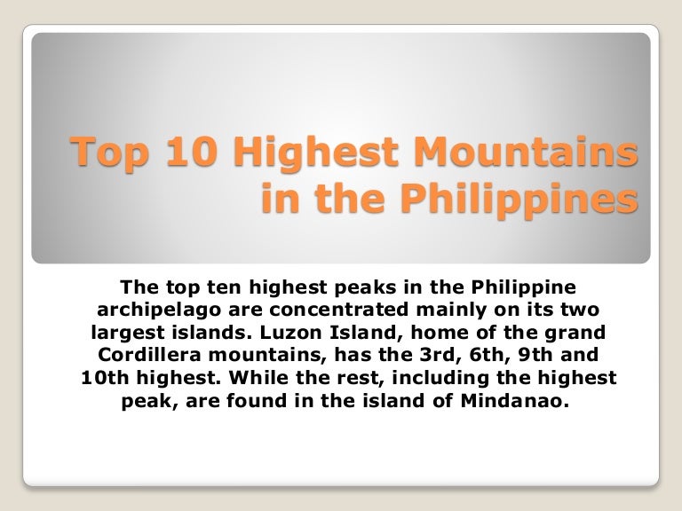 Top 10 highest mountains in the philippines