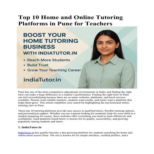 Top 10 Home and Online Tutoring Platforms in Pune for Teachers.pdf