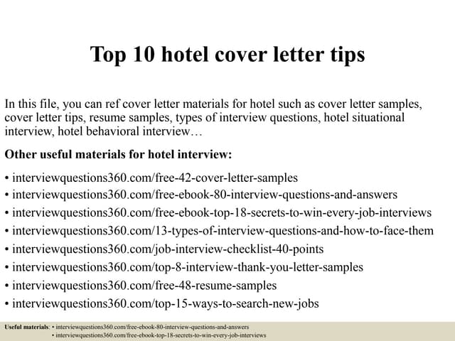 cover letter for hotel