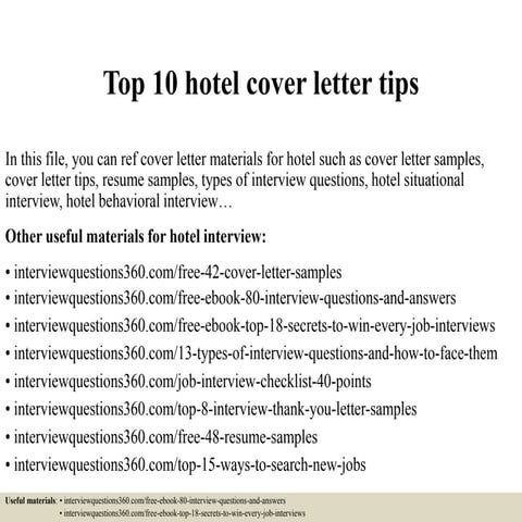 Top 10 hotel cover letter tips
