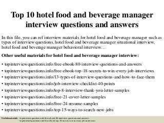 resume food and beverage manager