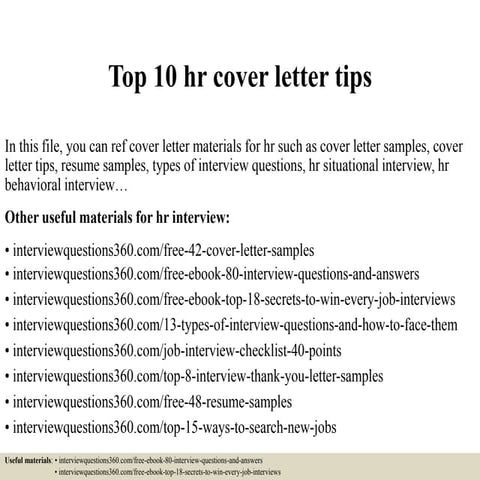 Top 10 hr cover letter tips