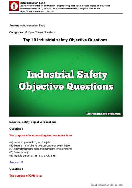 Top 10 industrial safety Questions