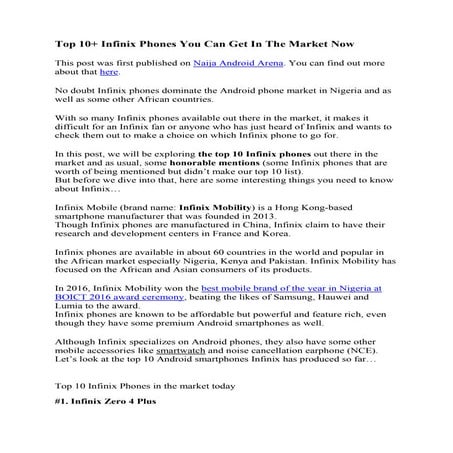 Top 10+ Infinix Phones You Can Get At the Moment