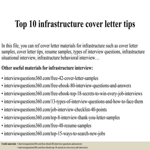 Top 10 infrastructure cover letter tips