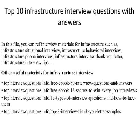 Top 10 infrastructure interview questions with answers