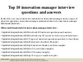 Top 10 innovation manager interview...