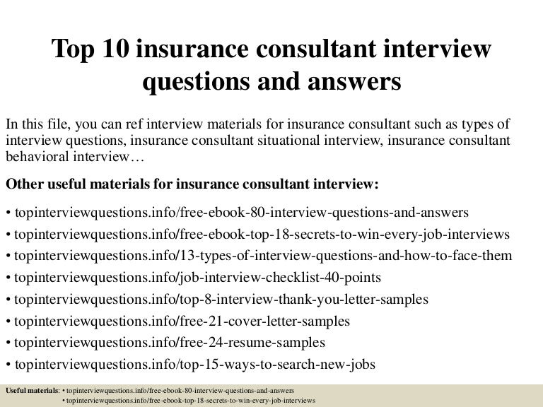 Top 10 insurance consultant interview questions and answers