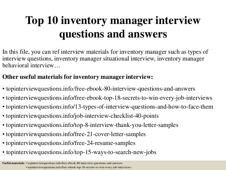 Top 10 inventory manager interview questions and answers