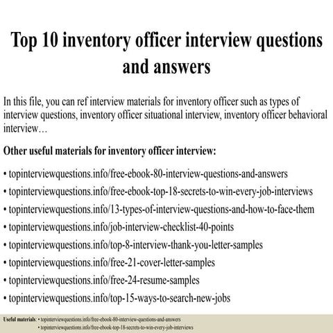 Top 10 inventory officer interview questions and answers