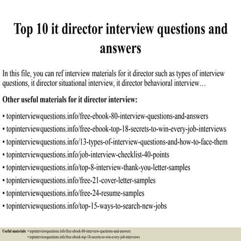 Top 10 it director interview questions and answers