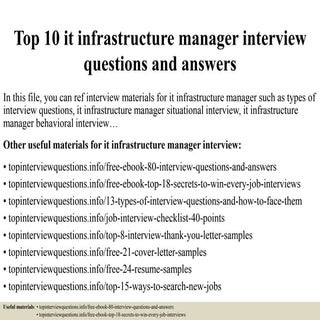 Top 10 it infrastructure manager in...