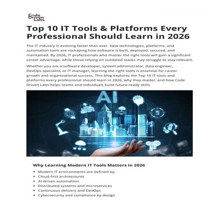 Top 10 IT Tools & Platforms Every Professional Should Learn in 2026 | PDF