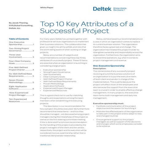 Top10 Key Attributes For A Successful Project