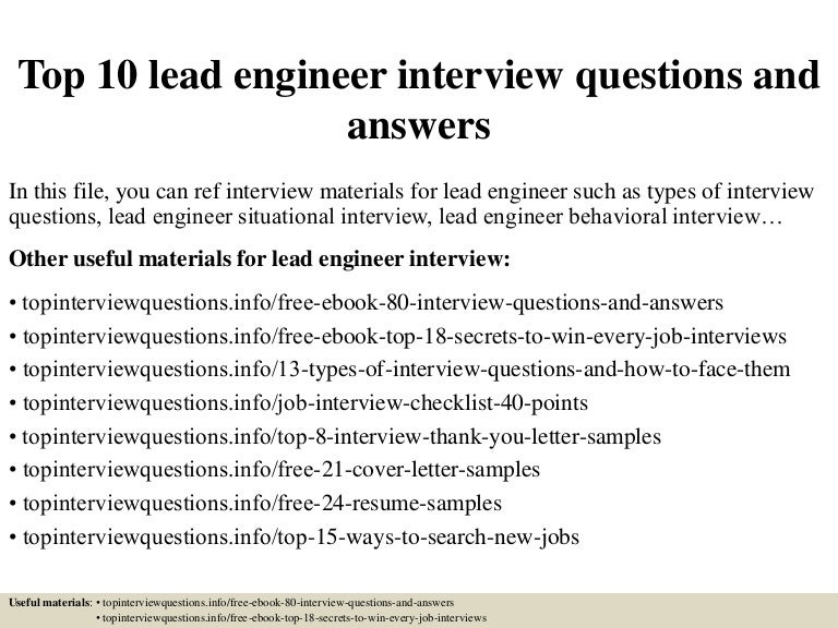 lead interview questions