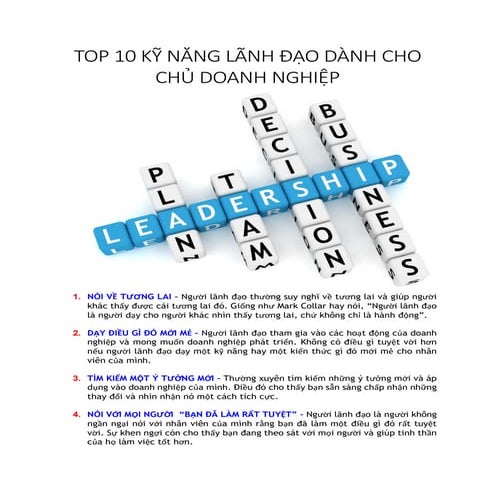 Top 10 Kỹ năng lãnh đạo dành cho chủ doanh nghiệp và nhà quản lý