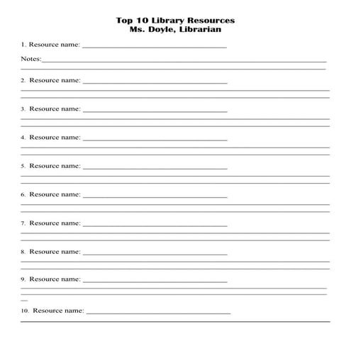 Top 10 library resources handout