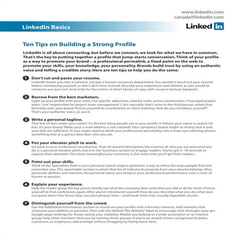 Top 10 linkedin profile tips