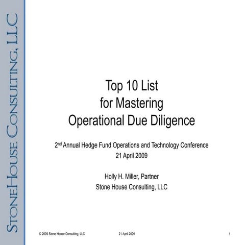 Top 10 List for Mastering Operational Due Diligence