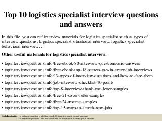 logistics specialist resume