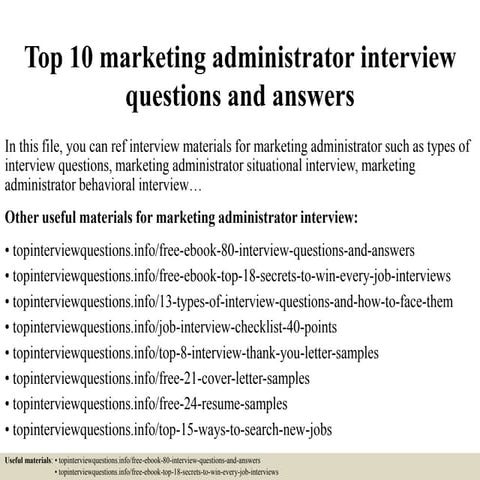 Top 10 marketing administrator interview questions and answers