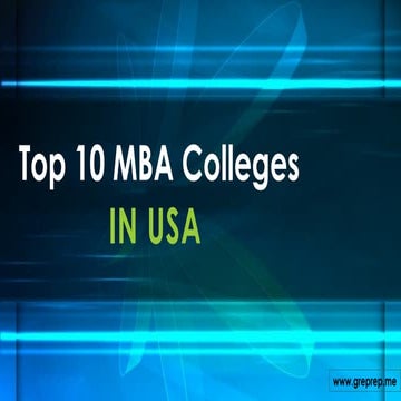 Top 10 MBA Colleges in USA