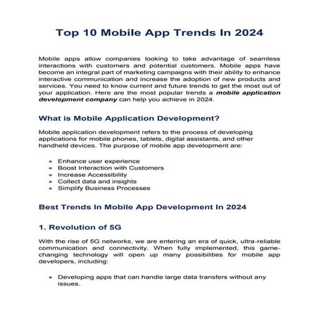 Top 10 Mobile App Trends In 2024-Hutech Solutions India Pvt. Ltd