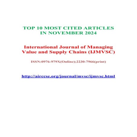 TOP 10 MOST CITED ARTICLES IN NOVEMBER 2024