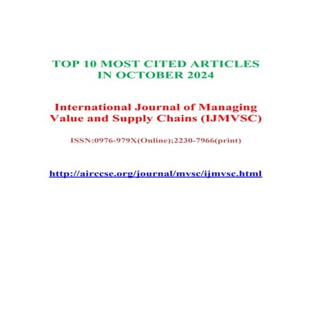 TOP 10 MOST CITED ARTICLES IN OCTOBER 2024 - International Journal of Managin...