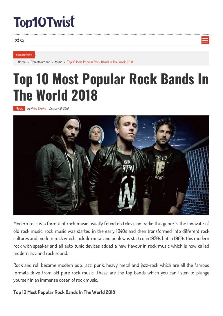 Top 10 Most Popular Rock Bands In The World 2018
