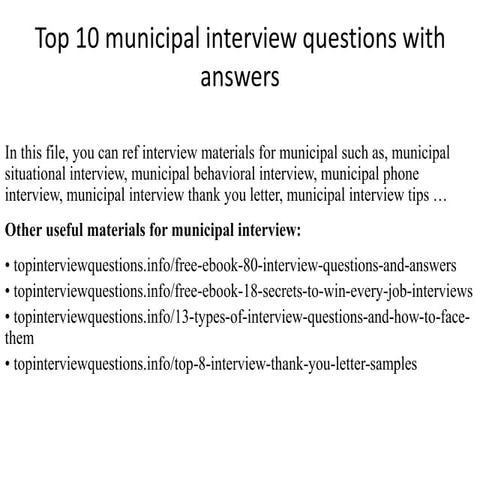 Top 10 municipal interview questions with answers