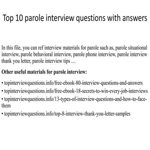 Top 10 parole interview questions with answers