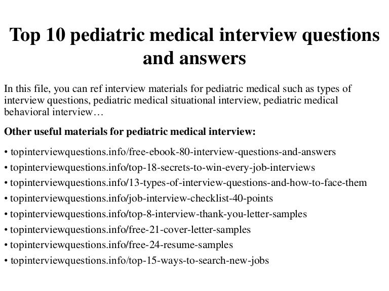 Top 10 Pediatric Medical Interview Questions And Answers