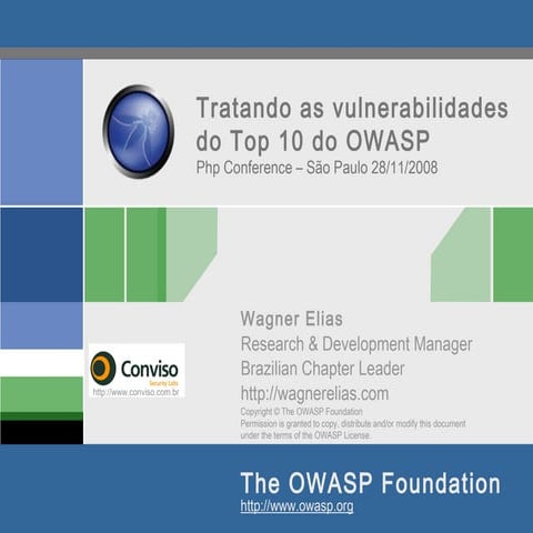 Tratando as vulnerabilidades do Top 10 do OWASP by Wagner Elias