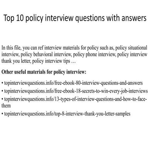 Top 10 policy interview questions with answers