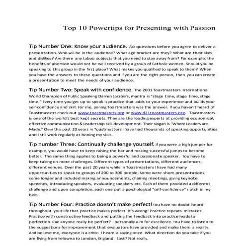 Top 10 Powertips for Speaking with Passion
