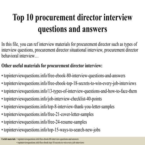 Top 10 procurement director interview questions and answers