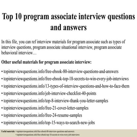 Top 10 program associate interview questions and answers