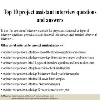 Top 10 project assistant interview ...