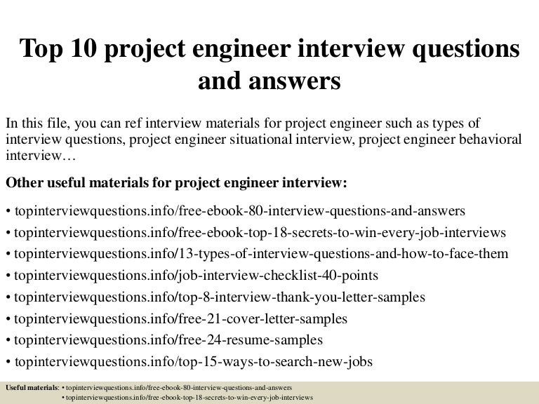 Top 10 project engineer interview questions and answers pdf