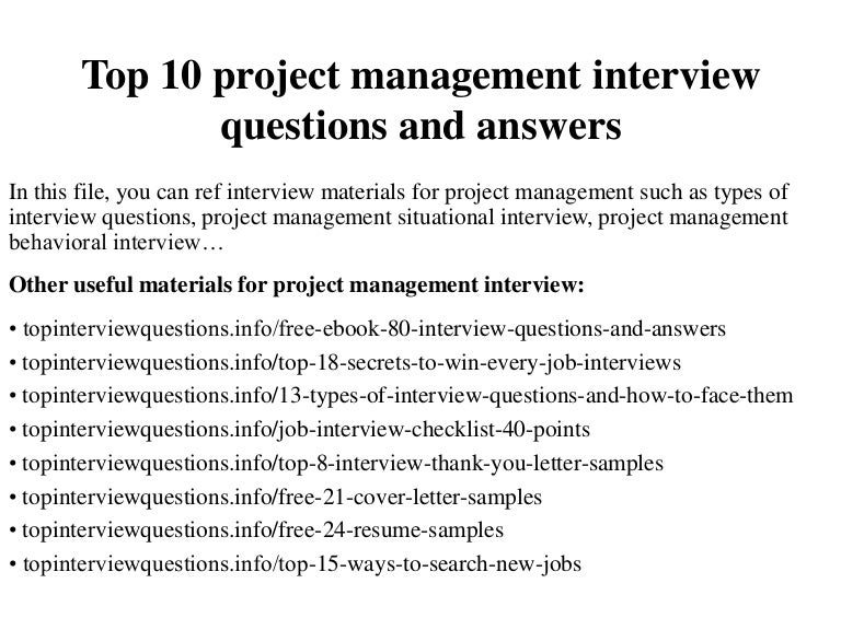 top 10 project management interview questions and answers pm interview questions and answers